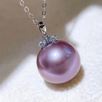 Ogrlica od prirodnih slatkovodnih ljubičastih okruglih bisera od srebra 925, promjer bisera 9–10 mm, duljina 41–50 cm