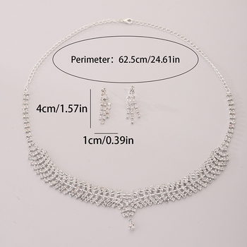 Set Colier și Cercei – Material: aliaj; Finisare: diamantat; Pandantiv: rhinestone; Lanț: standard; Model: Iubire / Picături de apă / clopot