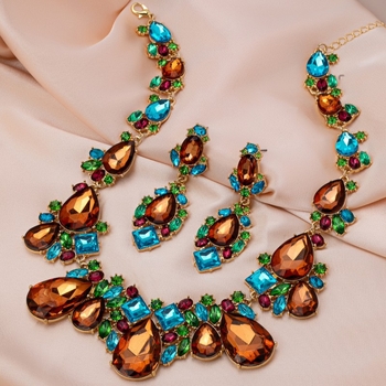 Set Colier și Cercei - aliaj de zinc, placare electrolitică, stil Palat/Exotic, Model Inimă/Picătură de apă/Clopot