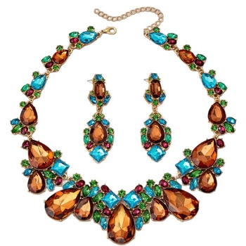 Set Colier și Cercei - aliaj de zinc, placare electrolitică, stil Palat/Exotic, Model Inimă/Picătură de apă/Clopot