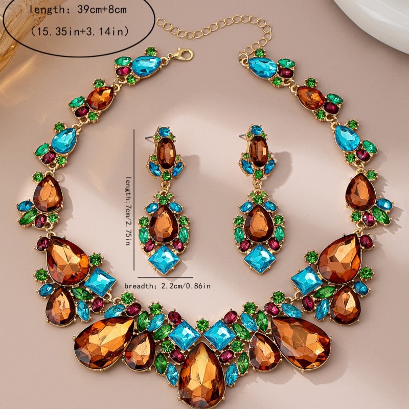 Set Colier și Cercei - aliaj de zinc, placare electrolitică, stil Palat/Exotic, Model Inimă/Picătură de apă/Clopot