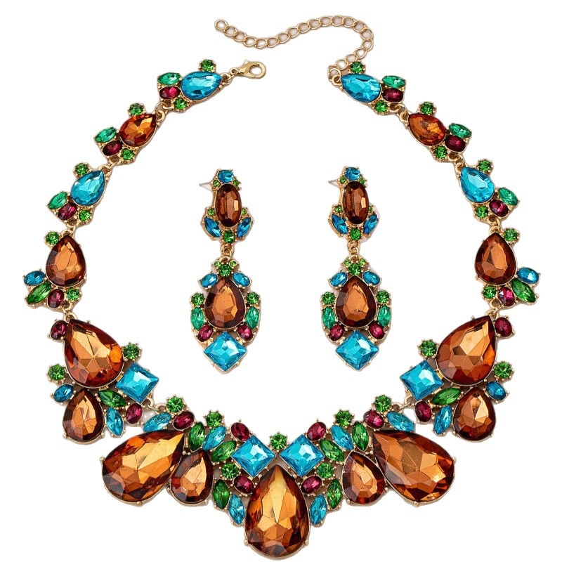 Set Colier și Cercei - aliaj de zinc, placare electrolitică, stil Palat/Exotic, Model Inimă/Picătură de apă/Clopot