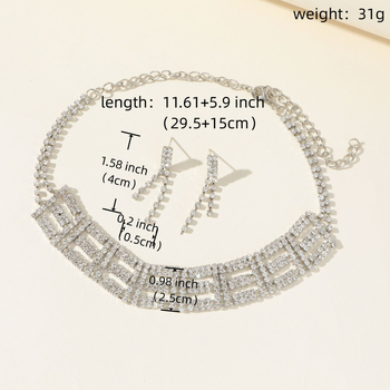 Dvoslojni ogrlica-choker sa kristalima, set od dva komada, duljina 21–50 cm, težina 50 g, obična lančana, privjesak od kristala