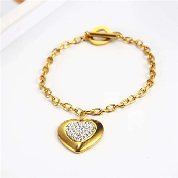 Set de bijuterii pentru femei XUANHUA Heart Series — colier, cercei și brățară din oțel titan; lanț cu bile; motif inimă; stil proaspăt și dulce