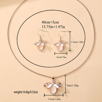 Set bijuterii XMD: cercei și colier din aliaj, încrustație cu pietre mixte, lanț tip box, unisex, stil luxos discret