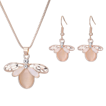 Set bijuterii XMD: cercei și colier din aliaj, încrustație cu pietre mixte, lanț tip box, unisex, stil luxos discret