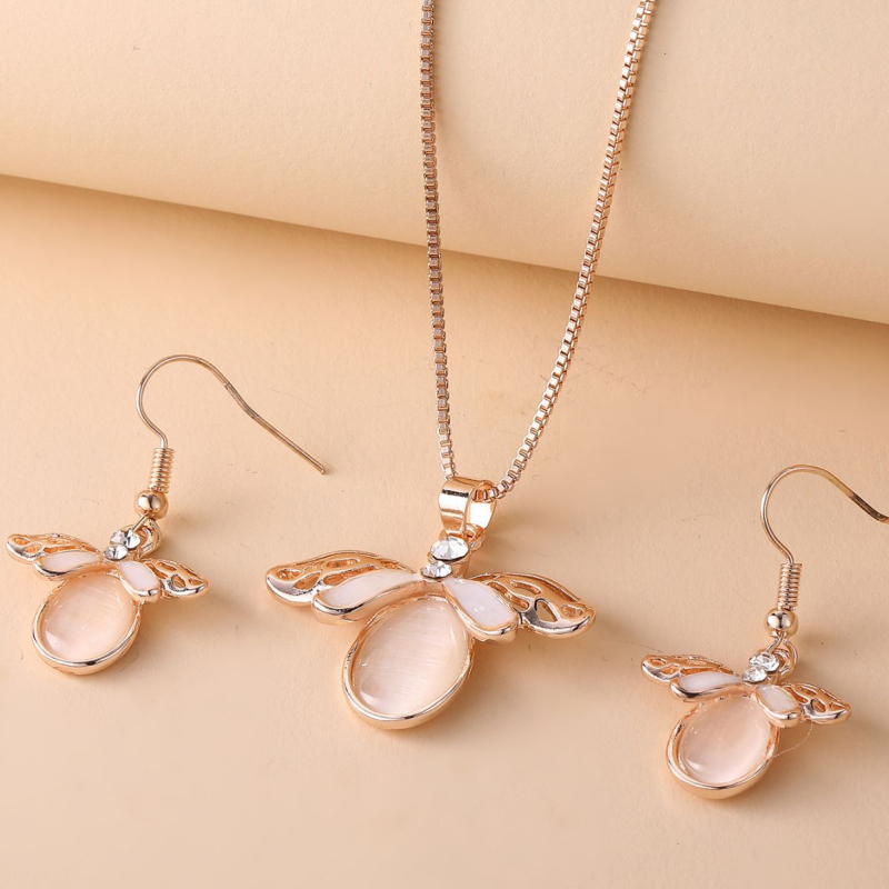 Set bijuterii XMD: cercei și colier din aliaj, încrustație cu pietre mixte, lanț tip box, unisex, stil luxos discret