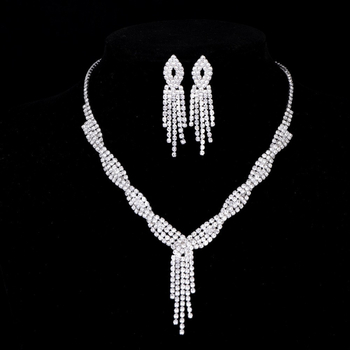 Set nakita: ogrlica i naušnice s rhinestones, O-žica, privjesci od rhinestona, uzorci Love/Water Drops/Bell
