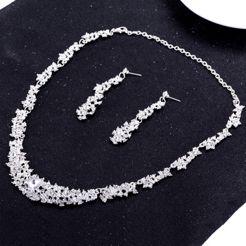 Set de bijuterii pentru nuntă: cercei și colier • aliaj • finisaj cu diamant • Marca Maylie • SKU sku0153