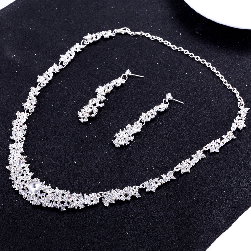 Set de bijuterii pentru nuntă: cercei și colier • aliaj • finisaj cu diamant • Marca Maylie • SKU sku0153