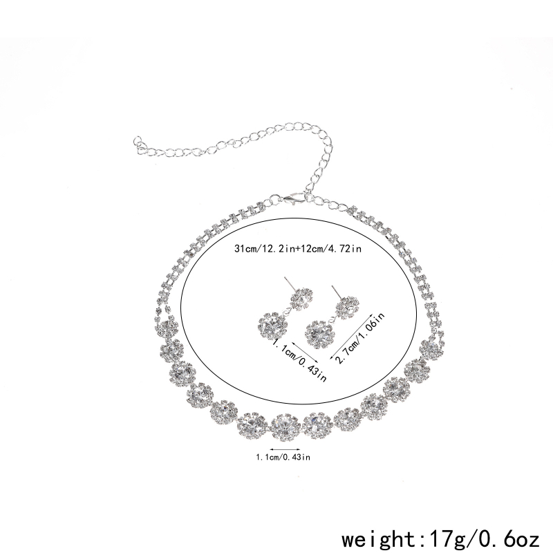 Set de accesorii: cercei și colier din cristal, realizare manuală, stil lux ușor, design geometric