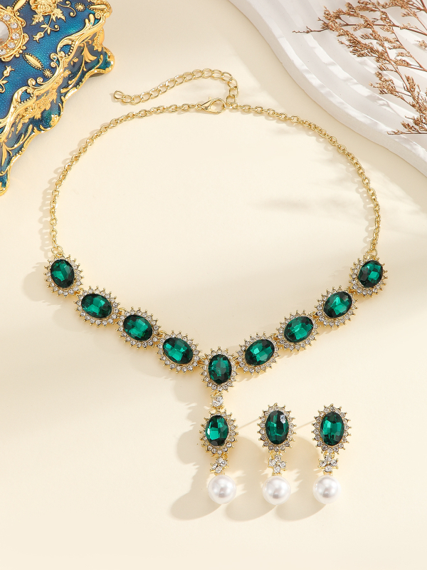 Set colier și cercei — Rhinestone pandant; Lanț gheară; Model: stele/soare/lună/nori/univers; Brand: Rnafashion