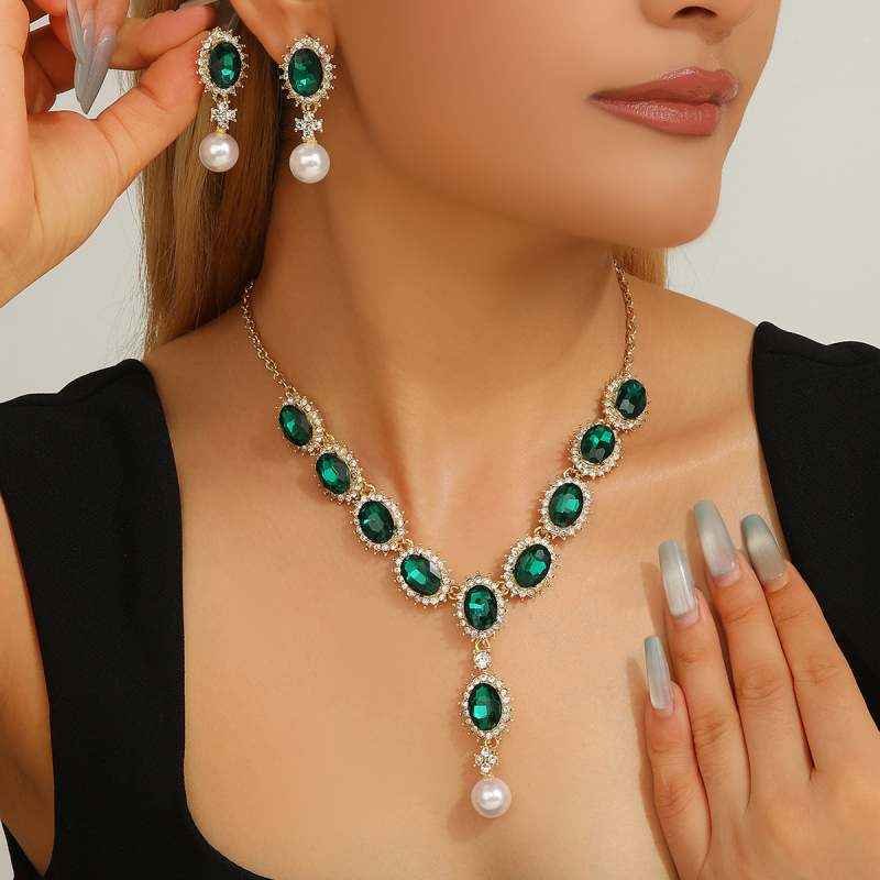 Set colier și cercei — Rhinestone pandant; Lanț gheară; Model: stele/soare/lună/nori/univers; Brand: Rnafashion