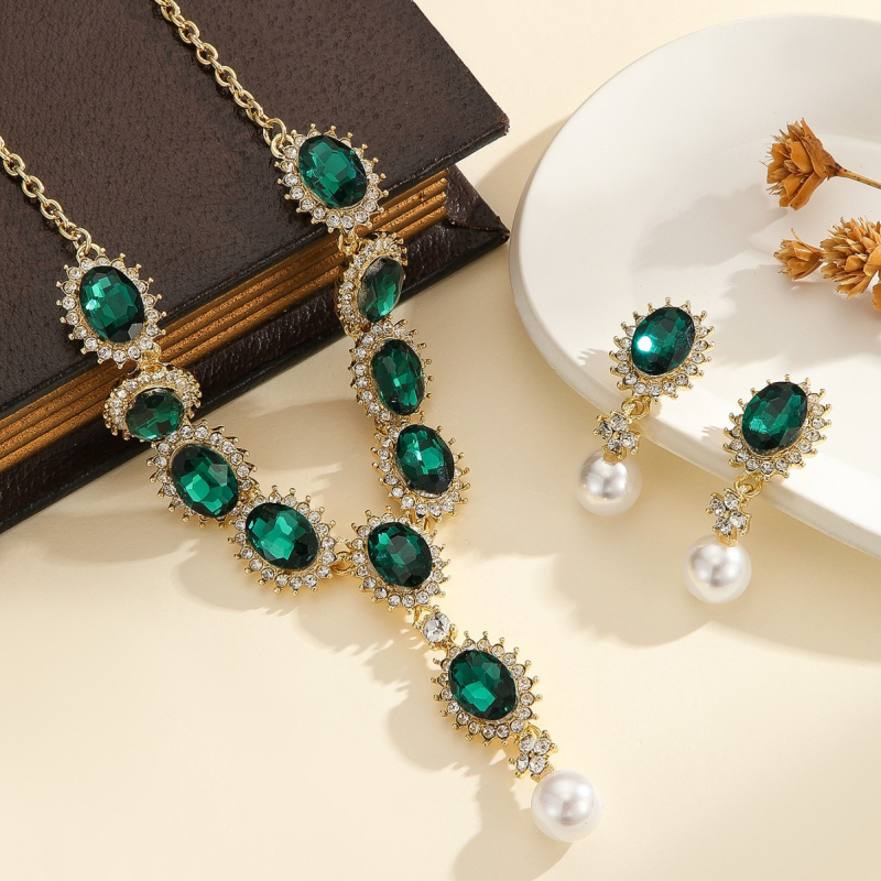 Set colier și cercei — Rhinestone pandant; Lanț gheară; Model: stele/soare/lună/nori/univers; Brand: Rnafashion