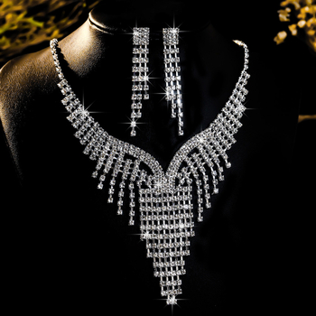 Trojjedini set: ogrlica i naušnice s rhinestones, bakarna legura, elektroplatiranje, geometrijski dizajn, običan lanac