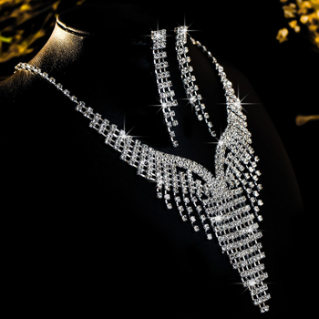 Trojjedini set: ogrlica i naušnice s rhinestones, bakarna legura, elektroplatiranje, geometrijski dizajn, običan lanac