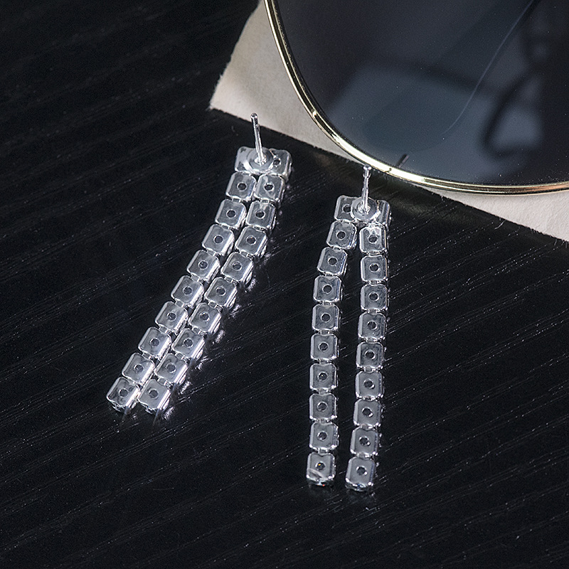Set ogrlice i naušnica sa cirkonima i Rhinestone, kutijasta lančica, duljina 31–40 cm, francuski retro stil, za žene