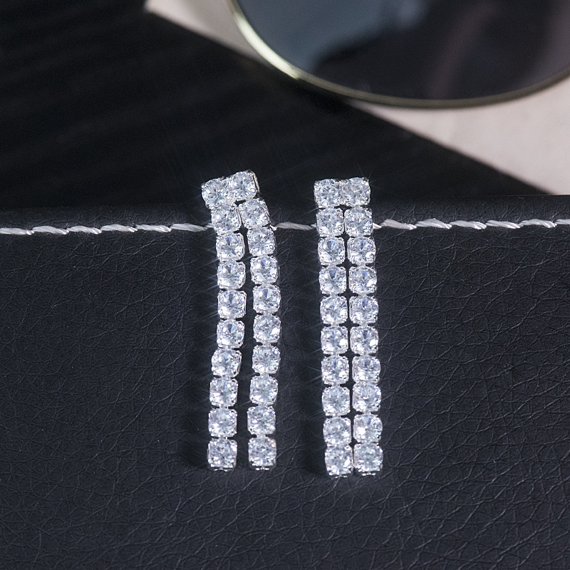 Set ogrlice i naušnica sa cirkonima i Rhinestone, kutijasta lančica, duljina 31–40 cm, francuski retro stil, za žene