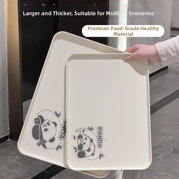 Plastikinis padėklas kvadratinės formos, karikatūrinis raštas, skandinaviškas stilius, glazūruotas paviršius.