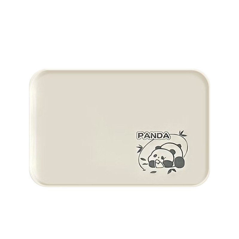 Plastikinis padėklas kvadratinės formos, karikatūrinis raštas, skandinaviškas stilius, glazūruotas paviršius.