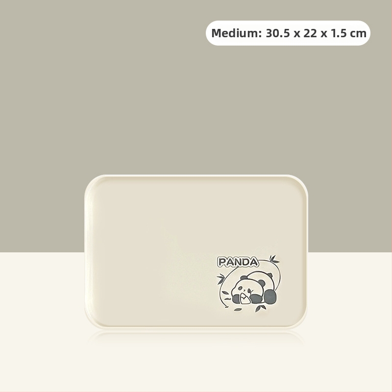 Plastikinis padėklas kvadratinės formos, karikatūrinis raštas, skandinaviškas stilius, glazūruotas paviršius.