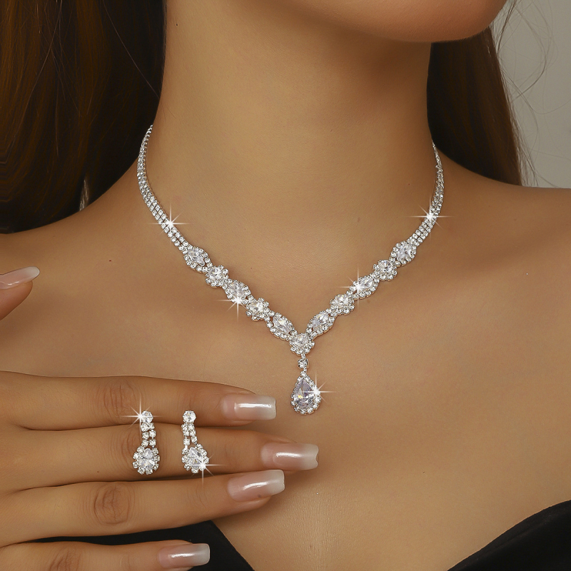 Ogrlica s rhinestones, kapkovitog oblika, kandžasti lanac — Qiao ni Jewelry