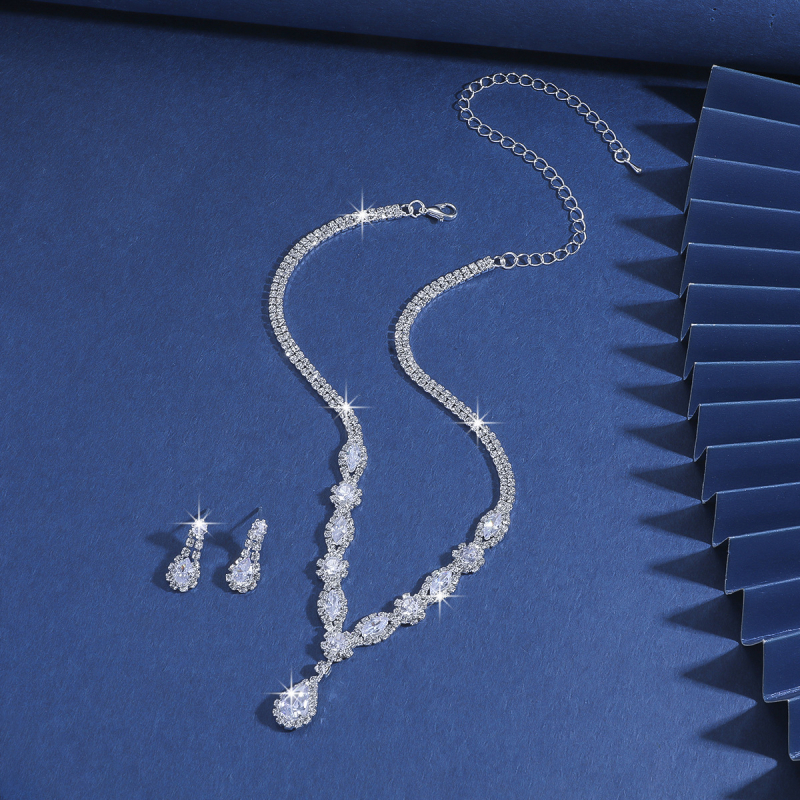 Ogrlica s rhinestones, kapkovitog oblika, kandžasti lanac — Qiao ni Jewelry