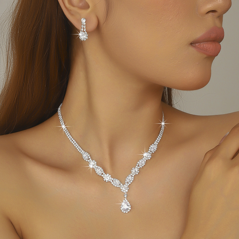 Ogrlica s rhinestones, kapkovitog oblika, kandžasti lanac — Qiao ni Jewelry
