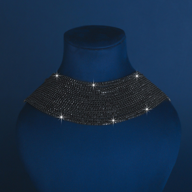 Ogrlica od mosadz, višeslojni uzlani lanac i privjesak od rhinestones, obim 51–60 cm, stil vila, svježa i slatka