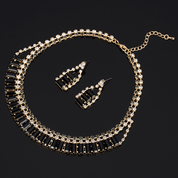 Set de bijuterii: cercei și colier, stil clasic coreean, rhinestone, lanț cu valuri de apă, pandantiv din cristal artificial, model cu plante și flori, placare electroplată