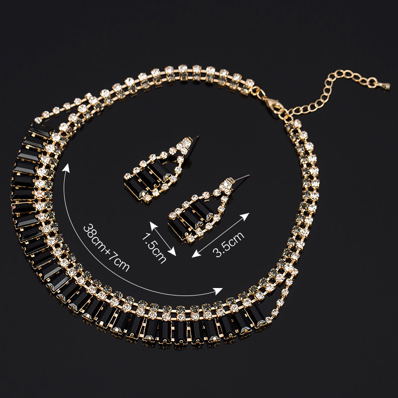 Set de bijuterii: cercei și colier, stil clasic coreean, rhinestone, lanț cu valuri de apă, pandantiv din cristal artificial, model cu plante și flori, placare electroplată