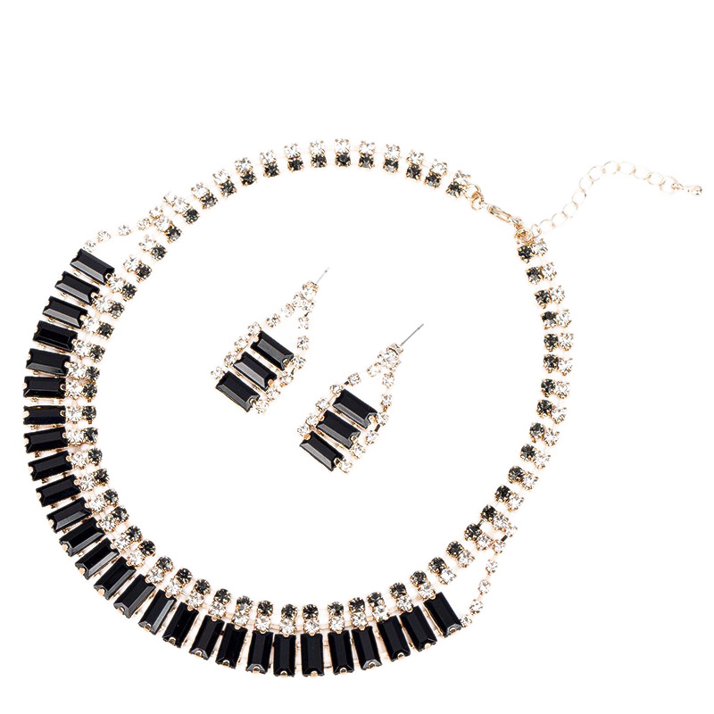 Set de bijuterii: cercei și colier, stil clasic coreean, rhinestone, lanț cu valuri de apă, pandantiv din cristal artificial, model cu plante și flori, placare electroplată