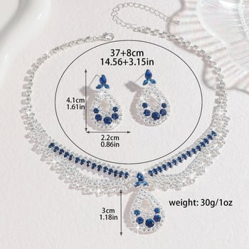 Trodijelni set ogrlice za nevjestu s križnom lancem, bakar, cirkon privjesak, geometrijski oblik, obim 41–50 cm