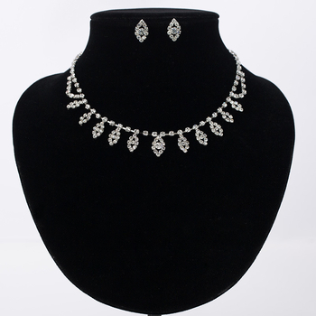 Dvodijelni set nakita, korejskog stila, rhinestones s legure mozaikom, naušnice + ogrlica, lanac u stilu vodnog vala