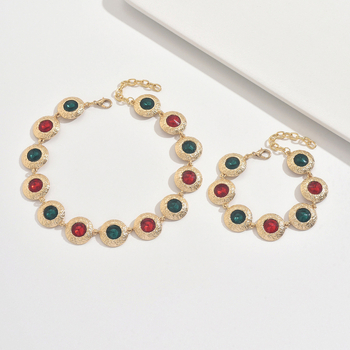 Set colier și brățară cu cristale artificiale, placare electroplatină, pandantiv din aliaj, lanț normal, stil etnic