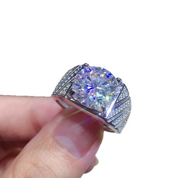 Inel deschis reglabil din cupru, placat Pt950, moissanit simulant, design 8 inimi 8 săgeți, unisex.