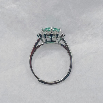 Inel deschis cu Moisanit, tăiere 8 inimi 8 săgeți, cupru placat Pt950, design geometric, pentru femei