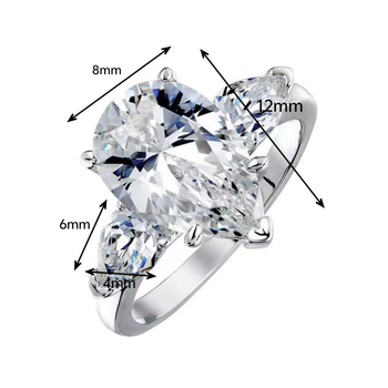 Inel din cupru, formă de picătură, cu diamante montate, stil feminin