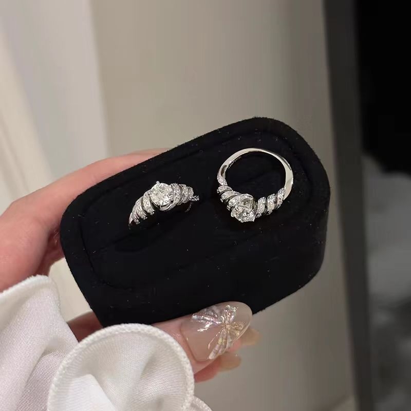 Inel cu moissanit pentru femei, bază din cupru, formă U, electroplacare, bijuterii în stil coreean