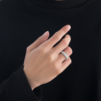 Inel unisex din argint 925 cu moissanit micro-incrustat, design geometric hip-hop, 6 g