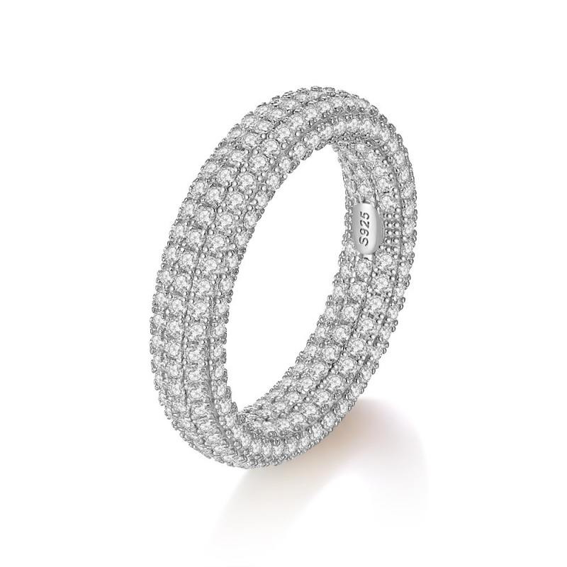 Inel unisex din argint 925 cu moissanit micro-incrustat, design geometric hip-hop, 6 g