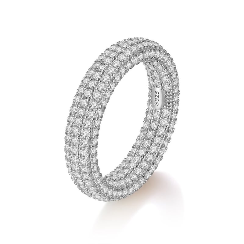 Inel unisex din argint 925 cu moissanit micro-incrustat, design geometric hip-hop, 6 g