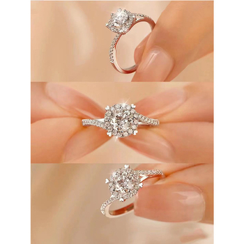 Moissanit prsten 0,70 ct, S925 sterling srebro, otvoreni dizajn, zaruke i vjenčani prsten za žene