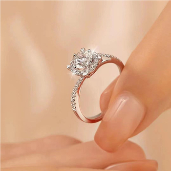 Moissanit prsten 0,70 ct, S925 sterling srebro, otvoreni dizajn, zaruke i vjenčani prsten za žene