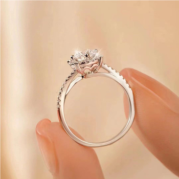 Moissanit prsten 0,70 ct, S925 sterling srebro, otvoreni dizajn, zaruke i vjenčani prsten za žene