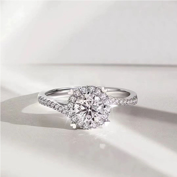 Moissanit prsten 0,70 ct, S925 sterling srebro, otvoreni dizajn, zaruke i vjenčani prsten za žene