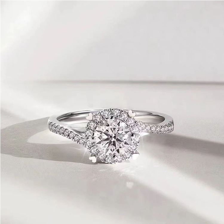 Moissanit prsten 0,70 ct, S925 sterling srebro, otvoreni dizajn, zaruke i vjenčani prsten za žene