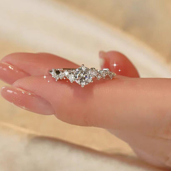 Inel geometric, material cu zirconiu de cupru, placare electrolitică, stil ușor lux, pentru femei