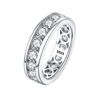 Moissanit prsten od srebra 925 | Geometrijski unisex dizajn | Uklopljen Moissanit kamenima | White Cloud Jewelry