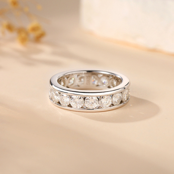 Moissanit prsten od srebra 925 | Geometrijski unisex dizajn | Uklopljen Moissanit kamenima | White Cloud Jewelry